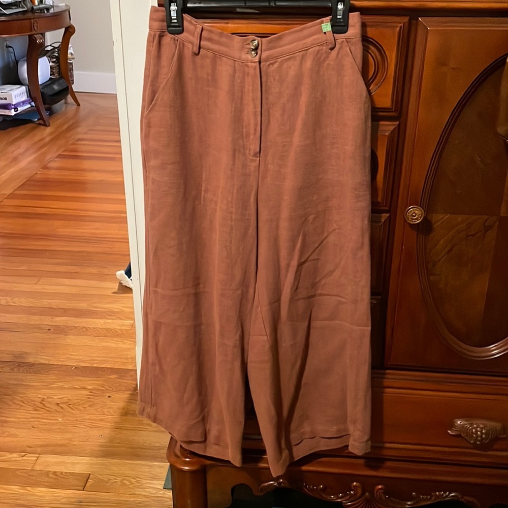 Moon River Linen Wide Leg Cropped Pants
